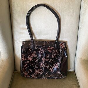 Source Unknown Black Floral Shoulder Bag